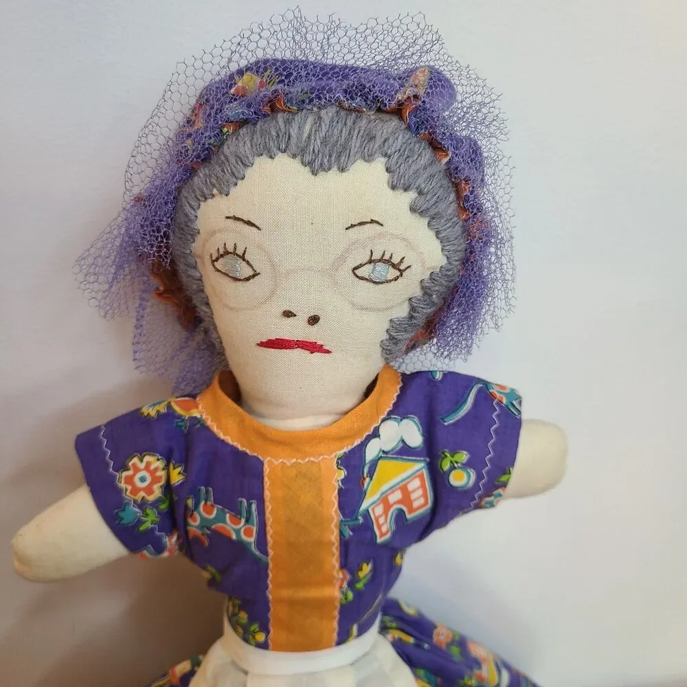 Vintage Topsy Turvy Handmade Folk Art Doll Rag Doll Two Dolls In One Primitive